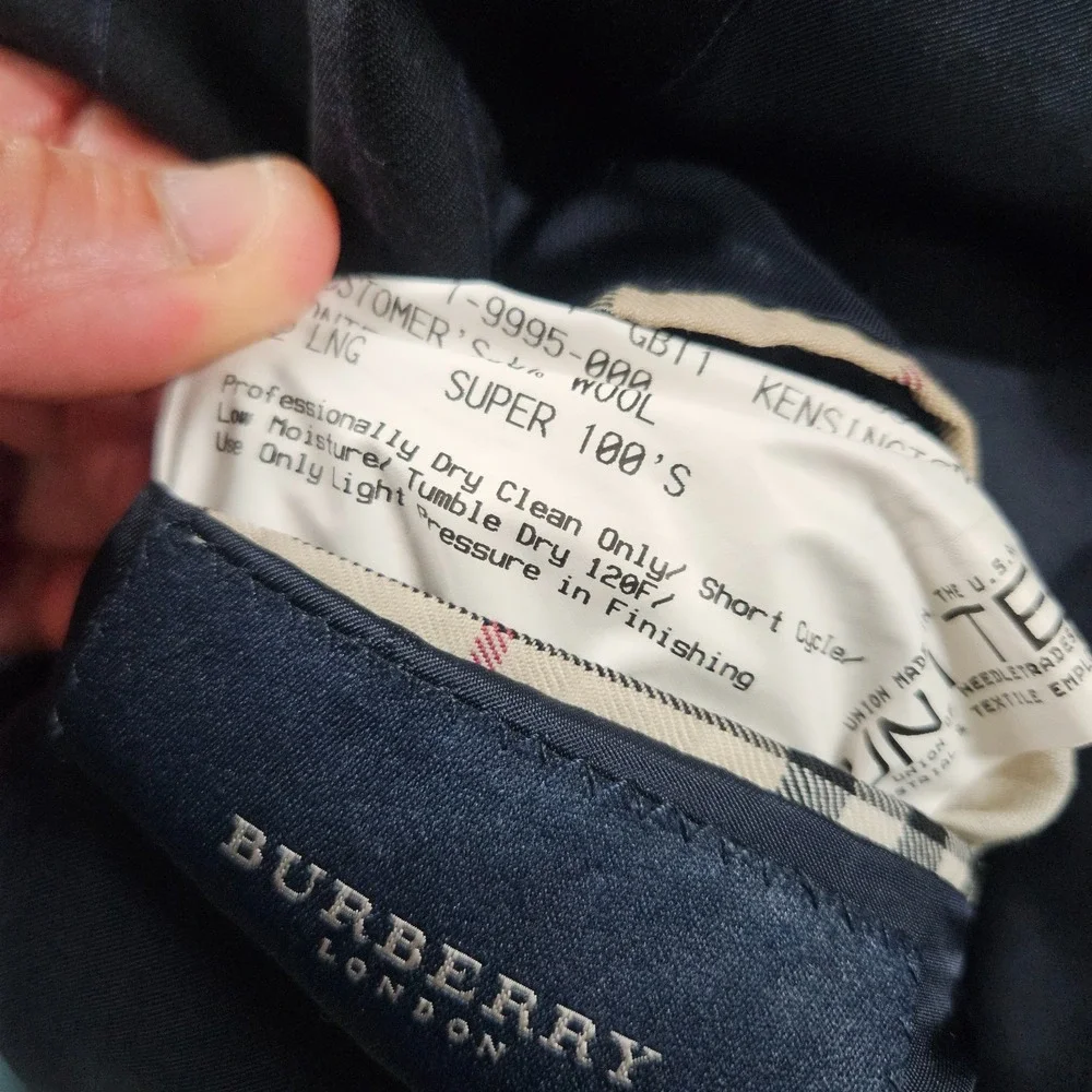 Burberry 42L Wool Suit Blazer Jacket‎ Men Navy Striped